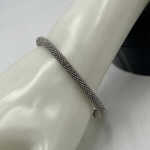 Sterling Silver 925 Diamond Cut Mesh Flexible Bangle Bracelet Magnetic‎ Closure